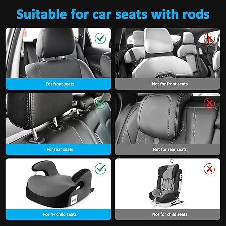 Car Headrest, Soft Memory Foam, Retractable Removable Neck Support, Car Seat, Side Headrest Pillow for Children, Adults, for Sleeping (Black, A05 PVC) - Image 5