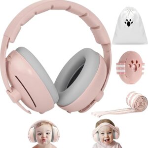 2-in-1 Baby Earmuffs, Hearing Protection, Baby Noise Protection Headphones (0-4 Years), Newborn Earmuffs with Lightweight ABS Shell & Adjustable Headband, Ideal for Sleeping Travel and Everyday Use
