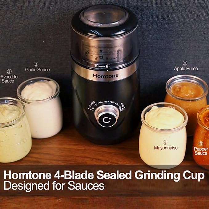 Homtone CG638B Coffee Grinder, Stainless Steel - Image 7