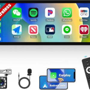 CAMECHO Single Din Car Stereo with Wireless Apple Carplay Android Auto 6.9 Inch Touch Screen Car Radio with Bluetooth 5.0 FM Radio Head Unit Support Mirror Link USB + Remote Control + Reverse Camera