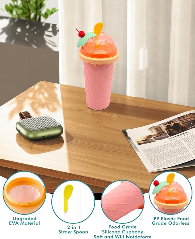 Slushie Cup, Smoothie Cups with Lids & Straws, Slushy Cup for Juices, Milk and Ice Cream Make, Portable Frozen Magic Slushie Cup Maker for Kids, Friends and Family - Image 5