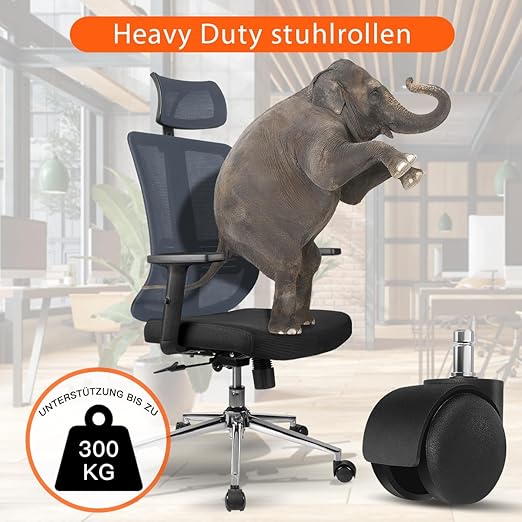 Office Chair Wheels 11 mm x 22 mm Double Row Wheels for Office Chairs Load Capacity 300 kg Stable Operation Desk Chair Wheels and Gaming Chairs, Hard Floor Castors, Suitable for Any Floor - Image 7