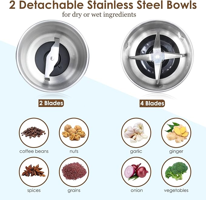 Homtone CG638B Coffee Grinder, Stainless Steel - Image 8