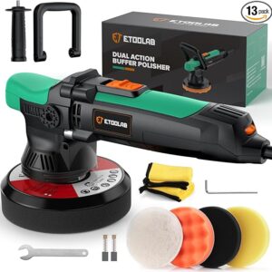Car Buffer Polisher Kit, ETOOLAB 6 Inch Dual Action Polisher with 6 Variable Speeds,12MM Orbital Buffer Polisher, Orbital Buffer Polisher for Car Detailing, Waxing, Scratch Removing