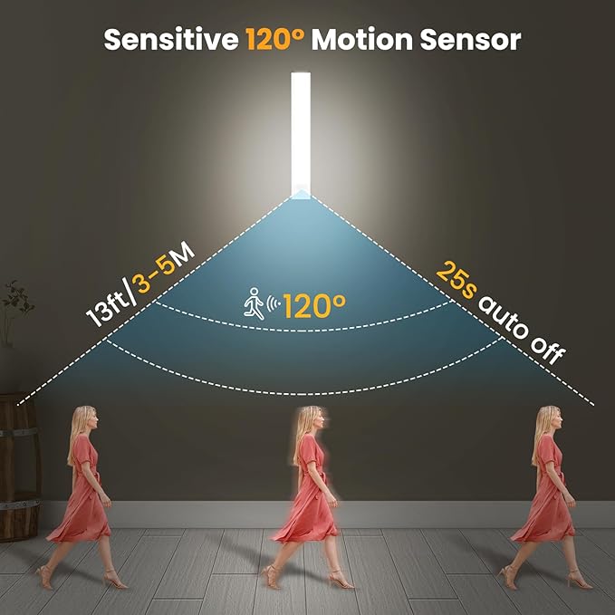 Under Cabinet Lights, 2 Pack Wireless Motion Sensor Light Indoor, Rechargeable Under Cabinet Lighting, Stick-On Magnetic Closet Lights, Under Counter Lights for Kitchen Hallway Stai - Image 4