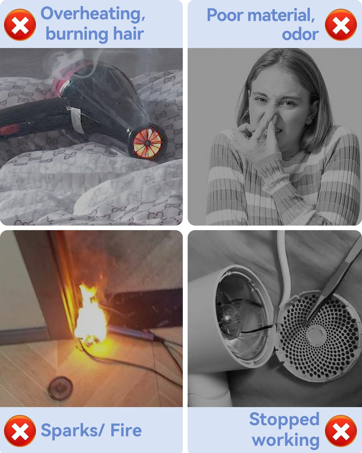 Hair Dryer, High-Speed Ionic Low Noise Blow Dryer with 160000 RPM Motor for Fast Drying, Thermo-Control Portable Hair Blow Dryer with Magnetic Nozzle for Home Travel Salon (P2306F Grey) - Image 7