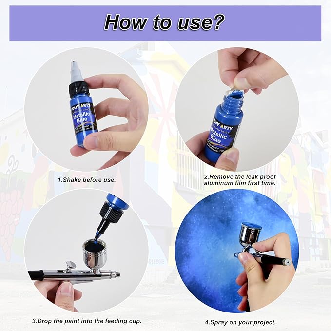 Airbrush Paint - 43 Colors with 5 Thinner, Ready to Spray Airbrush Paint Set, Water-Based Acrylic Air Brush Paints for Metal, Plastic Models, Canvas, Wood - 48 Bottles - Image 7