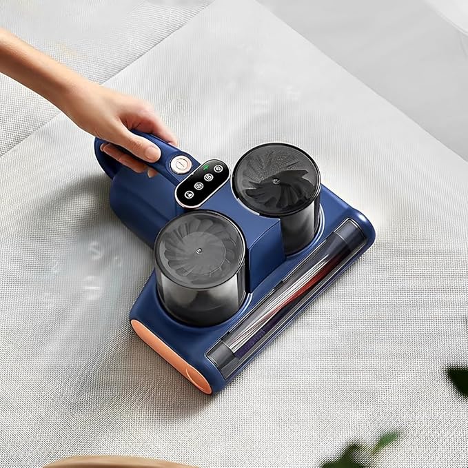 Mite Vacuum Cleaner for Mattresses, Mattress Cleaner with UV-C, Double Cup Design, Washable HEPA Filter, Lightweight, with Cable