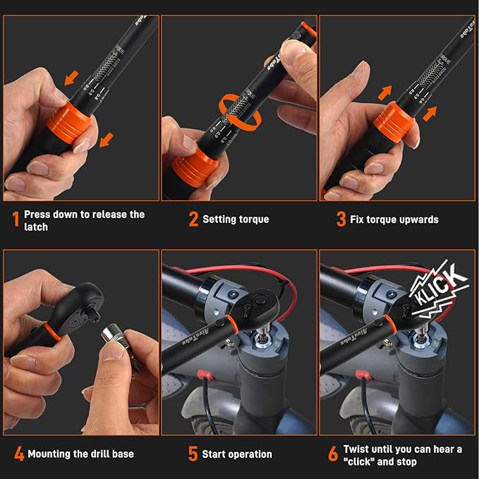 AivaToba Torque Wrench Set 33 PCS, 2-24 Nm Bike Torque Wrench 1/4, with Dual-Direction 72 Teeth, ±3% Accuracy, Including Extension Bars, Socket Bits Set, 1/4"-3/8" Adapter, for Bicycle Repair - Image 6