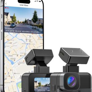 2K WiFi Mini Dash Cam Car, Front Camera with App, CPL Support, External GPS, WDR Night Vision, 24 Hours Parking Monitoring, Magnetic Holder, Super Capacitor, 170° Wide Angle Camera