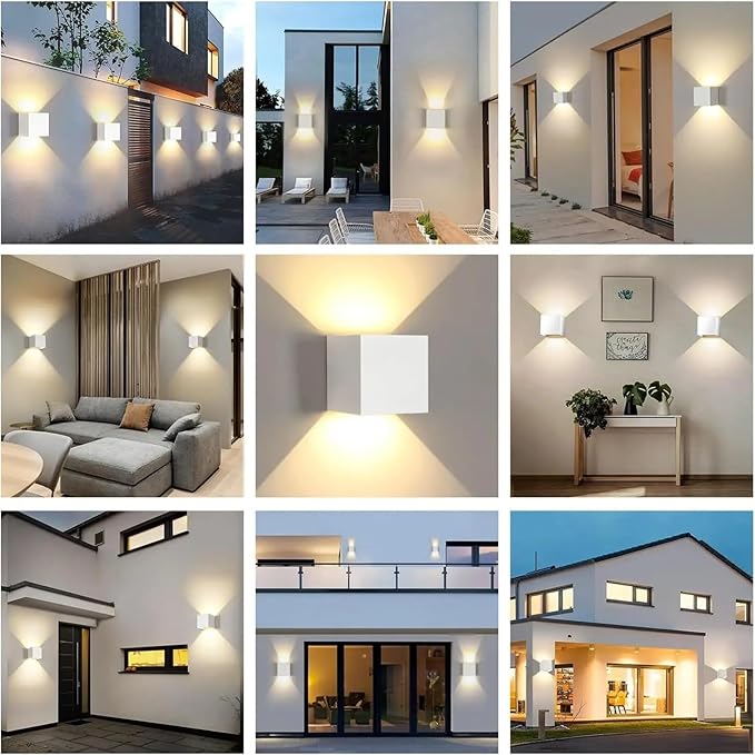 2 Piece Outdoor LED Wall Light, Adjustable Angle Outdoor Wall Light, White, Neutral Light 4000K, for Bedroom, Hallway, Garden - Image 5