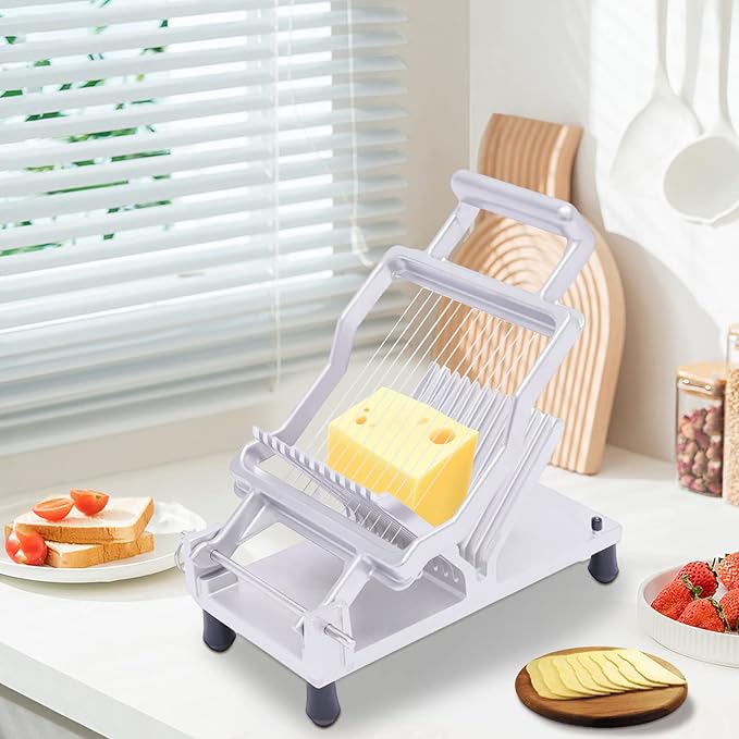 Commercial Cheese Slicer,1cm&2cm Stainless Steel Wire Cheese Cutter Butter Cutting Board Machine,Blade Replaceable Bread/Toast Cutter Kitchen Cooking Baking Tools