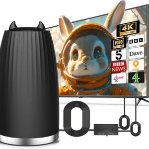 2025 TV Aerial - Indoor Smart TV Antenna with Signal Booster, 600+ Miles Range Reception, HD Antenna for Local Channels, Supports 4K 1080P, with 18ft Coaxial Cable