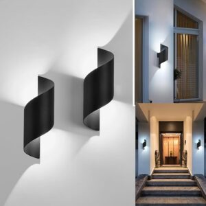 KUKAK LED Wall Light Indoor/Outdoor 10 W Outdoor Light Wall Lamp IP65 Waterproof Outdoor Wall Light 6000 K Cool White Wall Lighting Modern Up Down Decorative Wall Lights for Garden, Balcony, Living