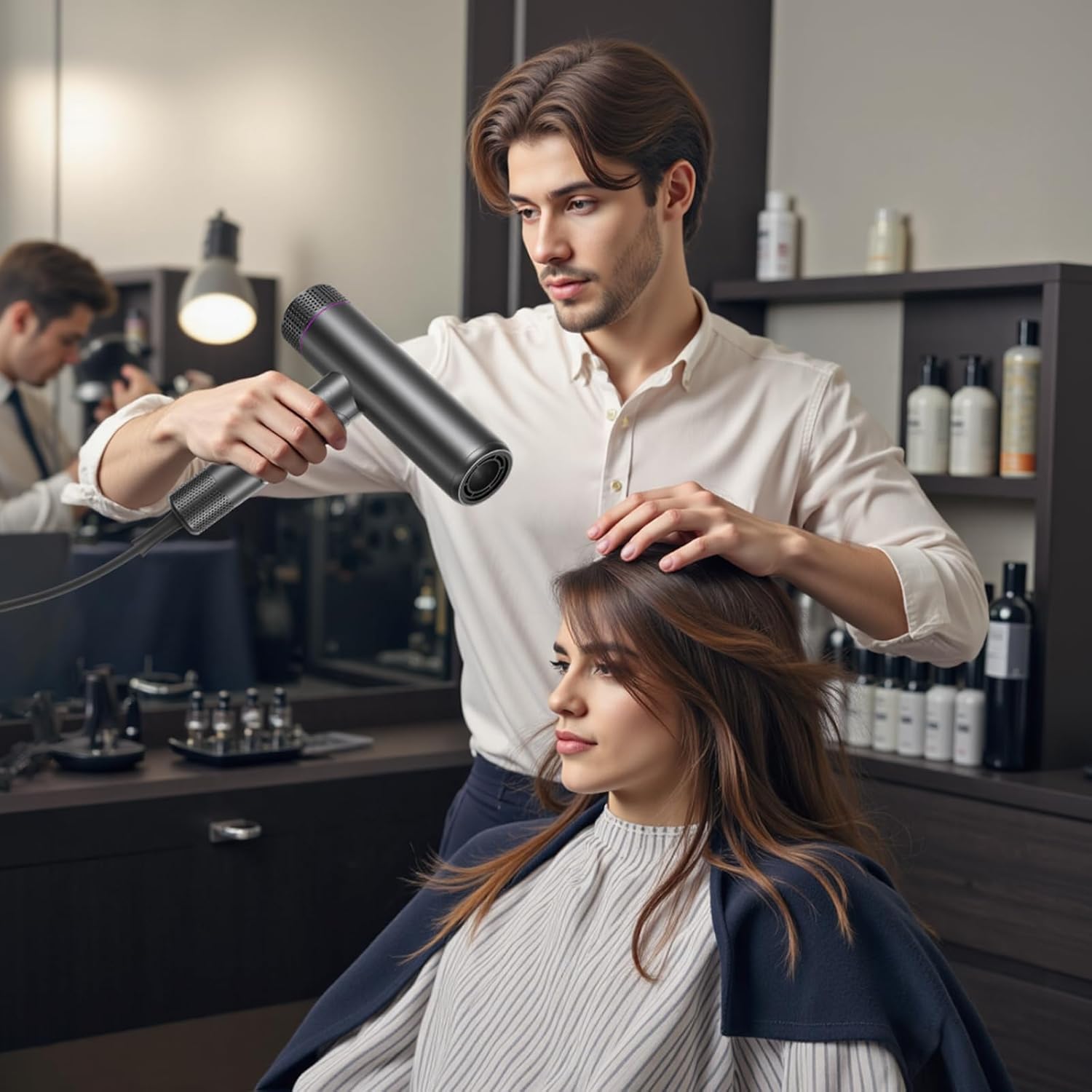 CONFU Professional Ionic Hair Dryer 1700W Lightweight Foldable Low Noise Magnetic Diffuser Styling Nozzle Extra Long Cable for Home, Salon and Travel - Image 5