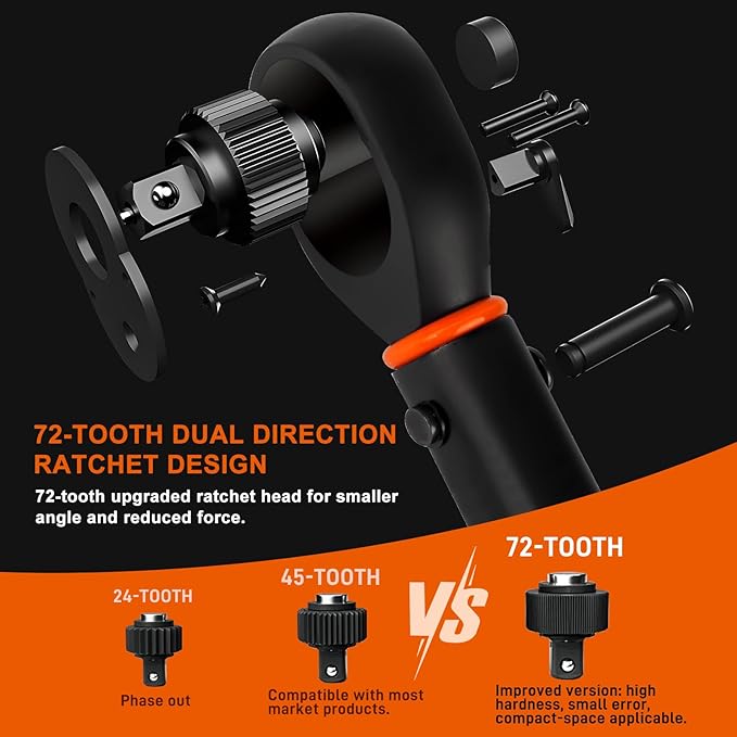 AivaToba Torque Wrench Set 33 PCS, 2-24 Nm Bike Torque Wrench 1/4, with Dual-Direction 72 Teeth, ±3% Accuracy, Including Extension Bars, Socket Bits Set, 1/4"-3/8" Adapter, for Bicycle Repair - Image 10