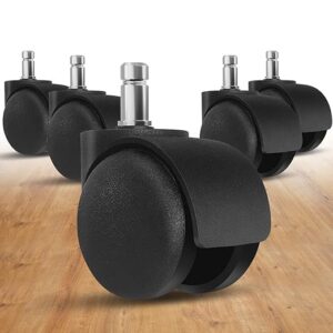 Office Chair Wheels 11 mm x 22 mm Double Row Wheels for Office Chairs Load Capacity 300 kg Stable Operation Desk Chair Wheels and Gaming Chairs, Hard Floor Castors, Suitable for Any Floor