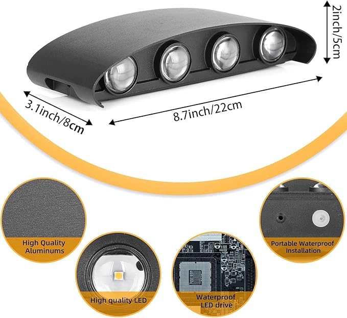 Wall Light Lighting Modern IP65 Sconce Outdoor LED Garden Wall Lights, Corridor Balcony Bathroom Up Down Wall Sconce Lamp 6W Black Home Decor Lamp,delier Lights - Image 6