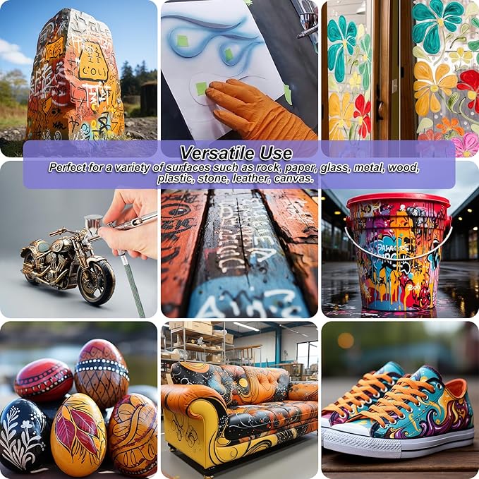 Airbrush Paint - 43 Colors with 5 Thinner, Ready to Spray Airbrush Paint Set, Water-Based Acrylic Air Brush Paints for Metal, Plastic Models, Canvas, Wood - 48 Bottles - Image 5