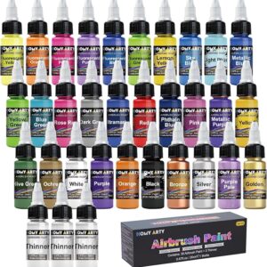 Airbrush Paint - 43 Colors with 5 Thinner, Ready to Spray Airbrush Paint Set, Water-Based Acrylic Air Brush Paints for Metal, Plastic Models, Canvas, Wood - 48 Bottles