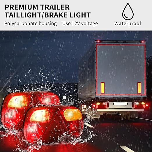 2 Pcs 12V Universal Rear Light Trailer 13-pin Set with 30 cm Cable Pre-wired 13-pin Plug, 5-pin Bayonet Left-right Trailer Lighting Rear Light - Image 4