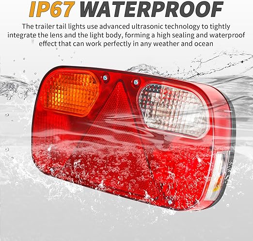 2 Pcs 12V Universal Rear Light Trailer 13-pin Set with 30 cm Cable Pre-wired 13-pin Plug, 5-pin Bayonet Left-right Trailer Lighting Rear Light - Image 5