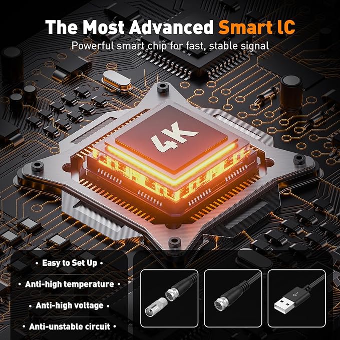 2025 TV Aerial - Indoor Smart TV Antenna with Signal Booster, 600+ Miles Range Reception, HD Antenna for Local Channels, Supports 4K 1080P, with 18ft Coaxial Cable - Image 8