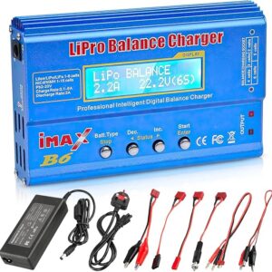 Lipo Battery Charger, 80W 6A Balance Charger, RC Hobby Battery Balance Charger with AC Power Adapter for LiPo Li-ion LiFe NiCd NiMh Pb