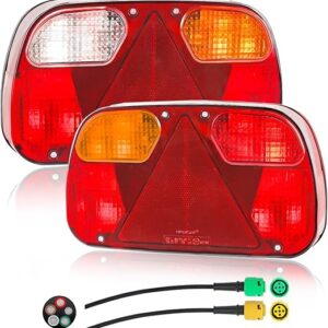 2 Pcs 12V Universal Rear Light Trailer 13-pin Set with 30 cm Cable Pre-wired 13-pin Plug, 5-pin Bayonet Left-right Trailer Lighting Rear Light