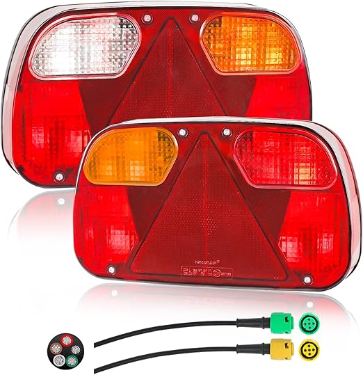 2 Pcs 12V Universal Rear Light Trailer 13-pin Set with 30 cm Cable Pre-wired 13-pin Plug, 5-pin Bayonet Left-right Trailer Lighting Rear Light