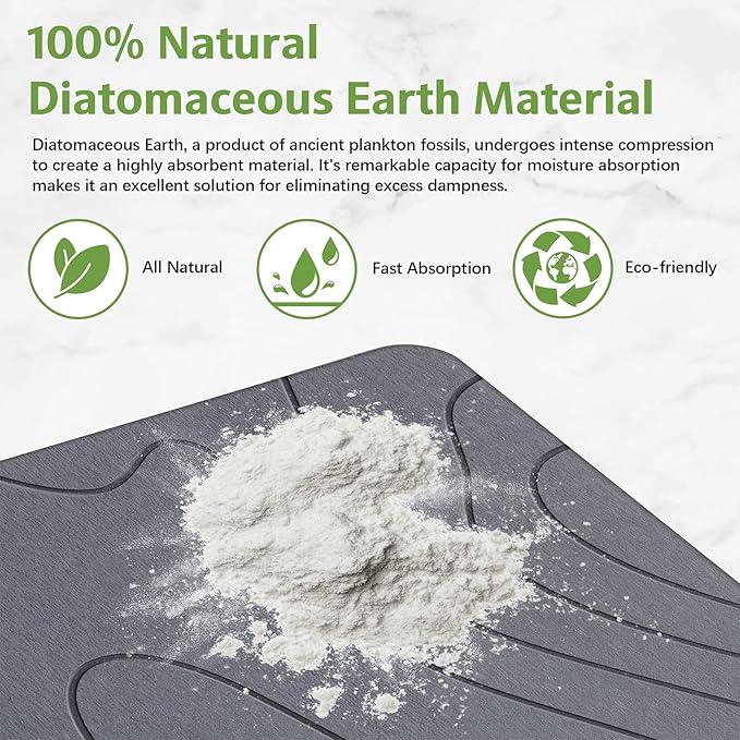 Stone Bath Mat – Non-Slip Diatomaceous Earth Shower Mat, Super Absorbent & Quick-Drying Bathroom Floor Mat, Easy-to-Clean Diatomite Bath Stone for Safer, Dryer Steps (23.6" x 15.4", Gray) - Image 5