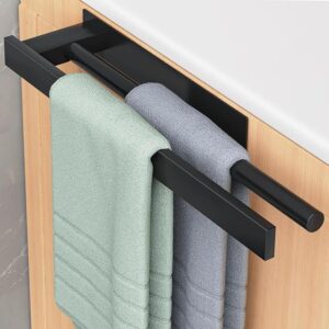 FUNPALA no-drill towel Rack, 304 Stainless Steel Towel Rack, 2 Arm Towel Rack, Wall Mounted, Bathroom and Kitchen, Black