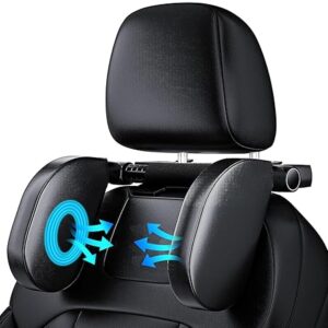 Car Headrest, Soft Memory Foam, Retractable Removable Neck Support, Car Seat, Side Headrest Pillow for Children, Adults, for Sleeping (Black, A05 PVC)
