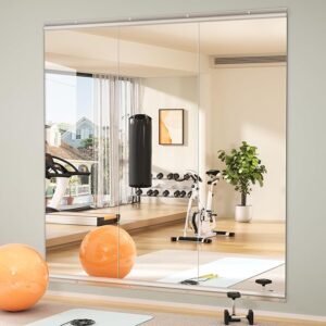 Hasipu Home Gym Mirrors 140x42cm -3 PCS Large Full Body Mirror for Yoga, Large Wall Mirror Full Length for Fitness, Garage, Dance Studio, 0.16in Tempered Glass Frameless Mirrors-UL