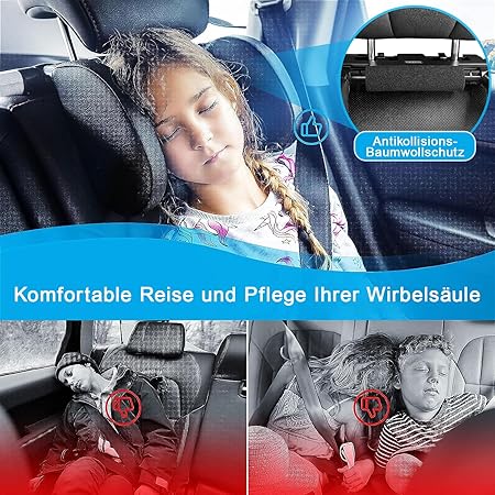 Car Headrest, Soft Memory Foam, Retractable Removable Neck Support, Car Seat, Side Headrest Pillow for Children, Adults, for Sleeping (Black, A05 PVC) - Image 8