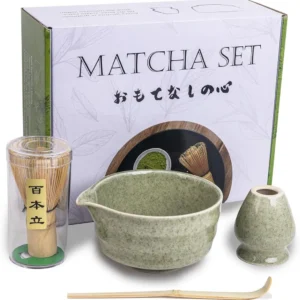 Matcha Whisk Set 4PCS -Great Matcha Bowl and Bamboo Matcha Whisk, Scoop, Whisk Holder, Perfect Matcha Set for Matcha Tea Ceremony Pink