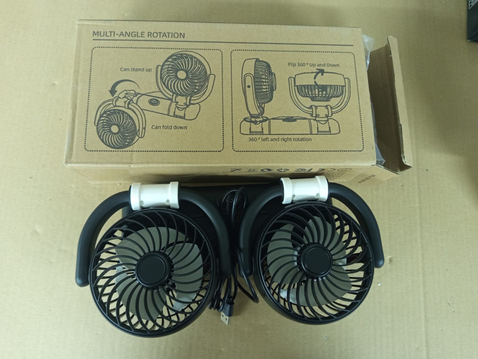 ATORSE™ Vehicle Car Electric Cooling Fan Foldable Double Head for Car Dashboard 5V USB|Home & Garden|Home Improvement|Heating, Cooling & Air|Portable Fans - Image 3