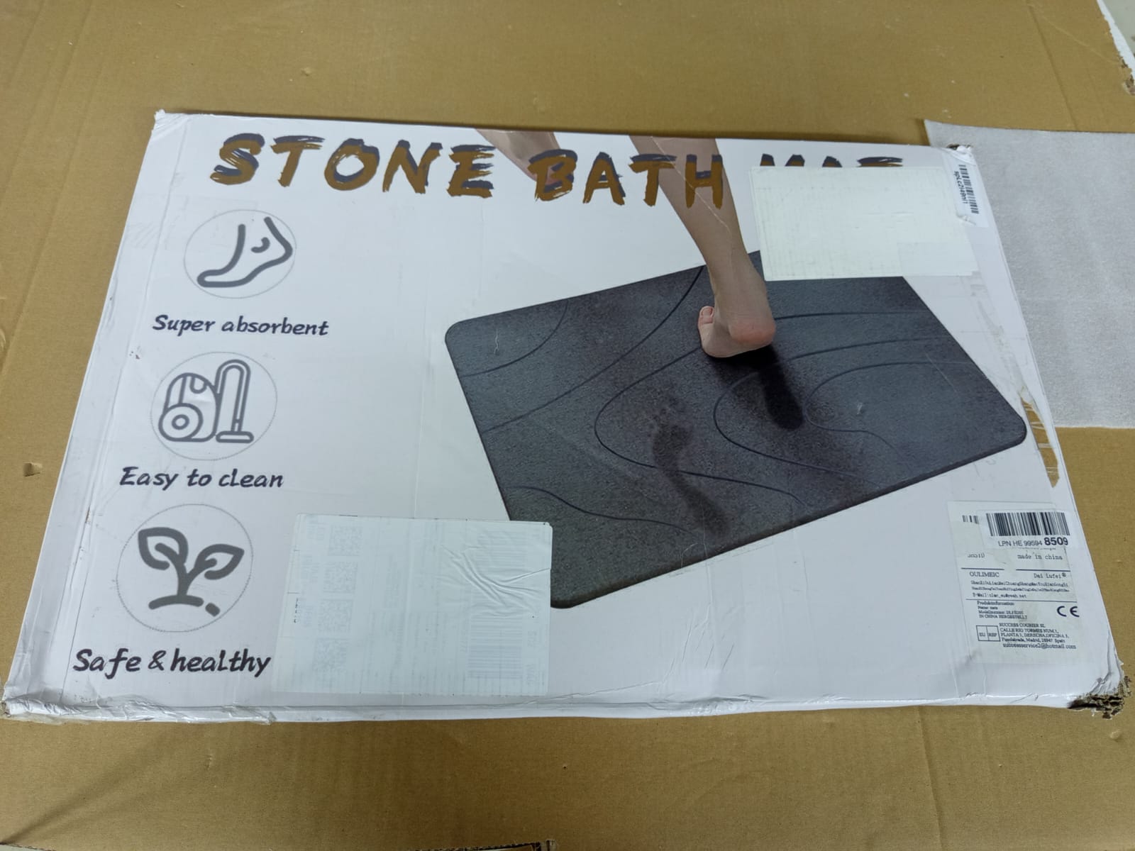 Stone Bath Mat – Non-Slip Diatomaceous Earth Shower Mat, Super Absorbent & Quick-Drying Bathroom Floor Mat, Easy-to-Clean Diatomite Bath Stone for Safer, Dryer Steps (23.6" x 15.4", Gray) - Image 2