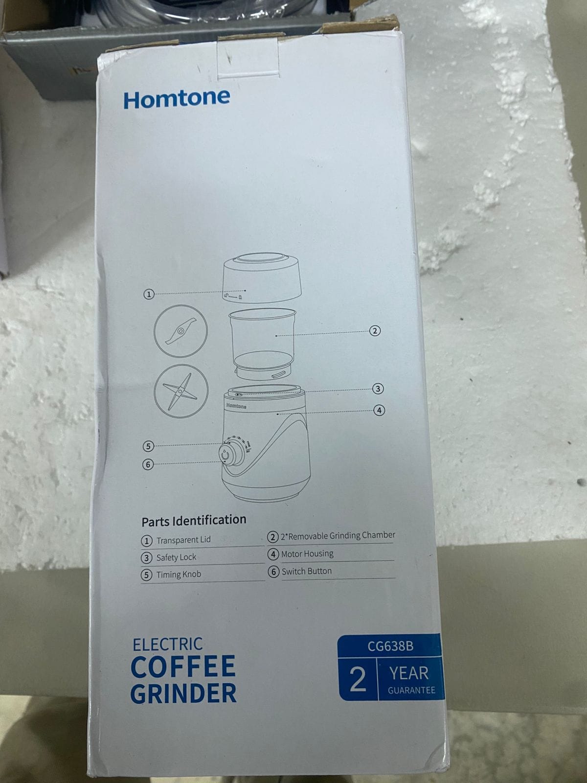 Homtone CG638B Coffee Grinder, Stainless Steel - Image 2