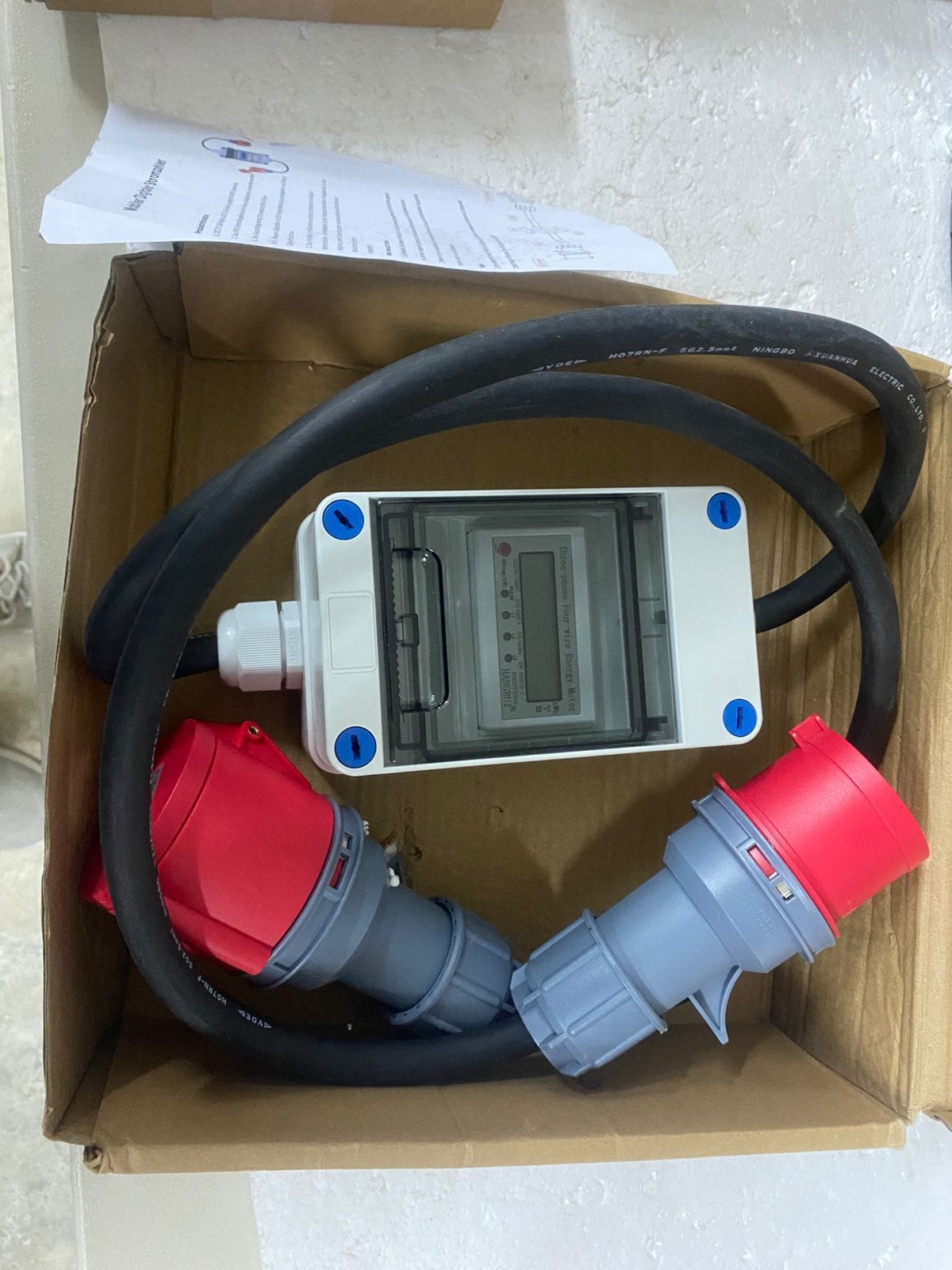 Mobile current meter with CEE plug and coupling, 3 × 230 V/400 V 32 A and coupling, intermediate gauge for caravans, electric vehicles, camping or under Brand: Lomhyve - Image 2