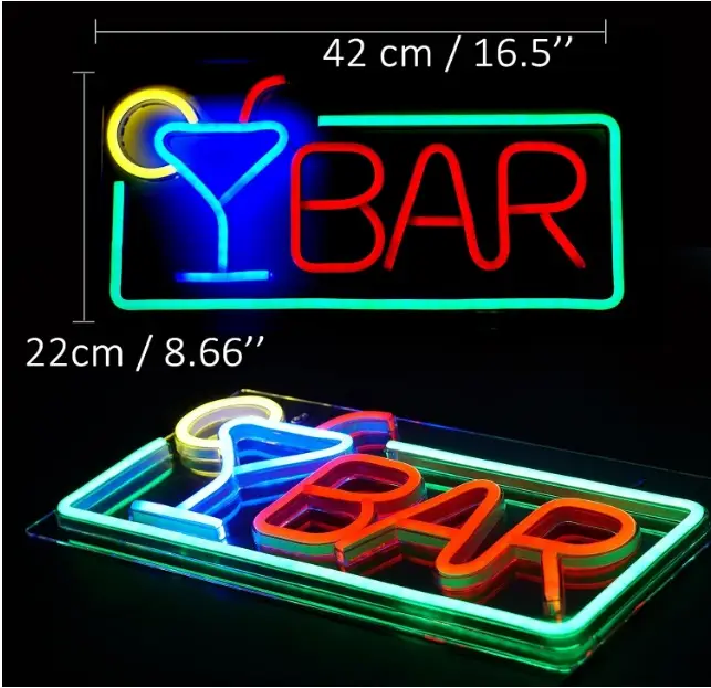 Neon Bar Cocktail Signs, Premium Acrylic Bar Neon Signs for Wall Decor, Bright LED Bar Sign, USB Powered Bar Neon Lights with Switch, Bar Signs for Home Bar, Bistro, Party, Club, Door (White) - Image 6