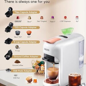 Cafelffe 5-In-1 Espresso Machine Hot Cold Automatic Capsule Coffee Machine 19Bar Coffee Maker With 7 Levels Bar Indicators For DG* Capsule、Nes* Capsule and Powder