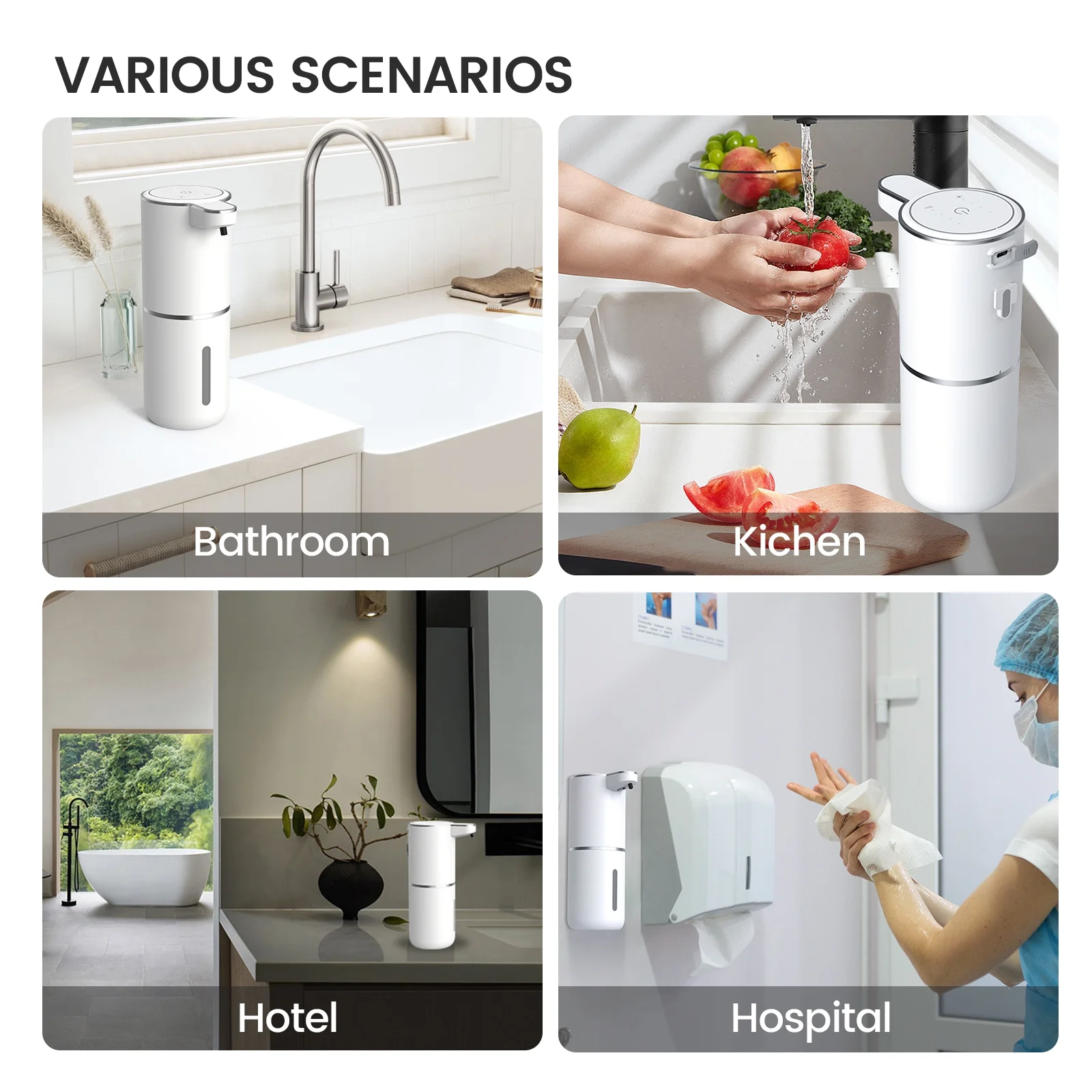 Automatic soap Dispenser touchless Kitchen Dish Automatic Liquid Soap Dispenser 4 Adjustable Soap Dispensing Levels Wall Mount for Kitchen and Bathroom, Liquid Hand Soap Dispenser - Image 5
