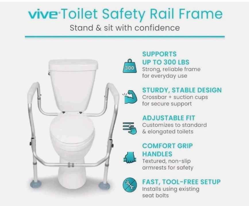 DePango Toilet Safety Rails, Adjustable Handicap Toilet Seat - Image 4