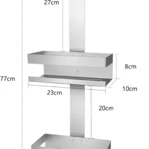 Beelee Gold Over Door Shower Caddy Hanging Shower Organizer Bathroom Storage with 2 Tier Shelf and Hook, Holds Shower Gel, Shampoo, Soap, Razor, Towel