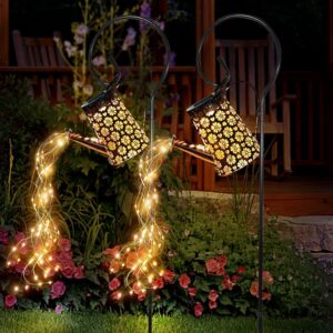 2 Pack Solar Watering Can with Lights,Solar Outdoor Garden Decor Waterproof Hanging Lantern Landscape Lights Outside Decorations for Yard Lawn Patio Gardening Gifts