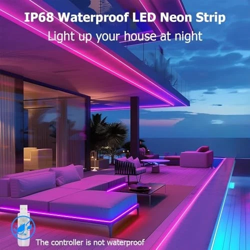 9.8ft LED Neon Rope Lights, RGB Plus IC Neon Strip Lights, IP68 Waterproof - Image 3