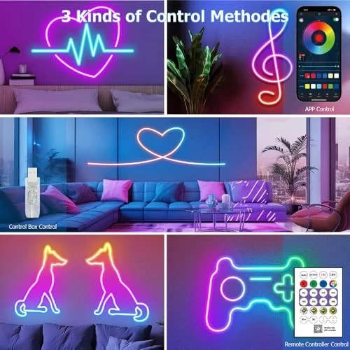 9.8ft LED Neon Rope Lights, RGB Plus IC Neon Strip Lights, IP68 Waterproof - Image 5